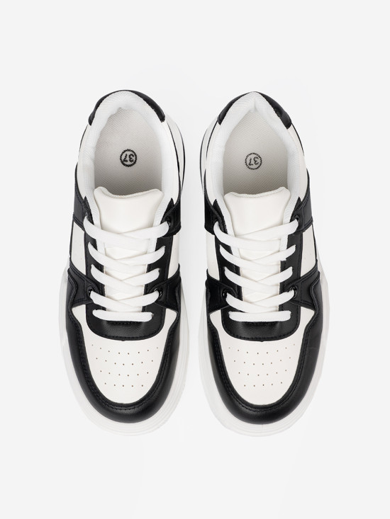 Štýlové čierno-biele sneakersy s hrubou podrážkou
