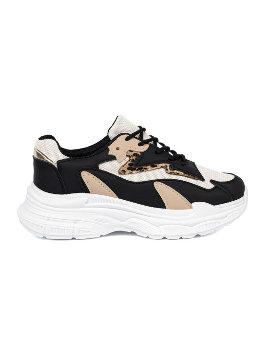 Čierno-béžové dámske sneakersy na hrubej podrážke