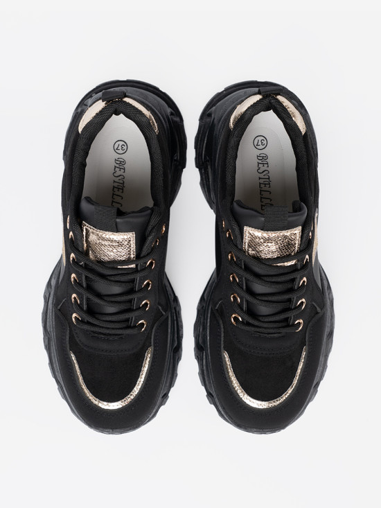Čierne sneakersy so zlatým srdcom