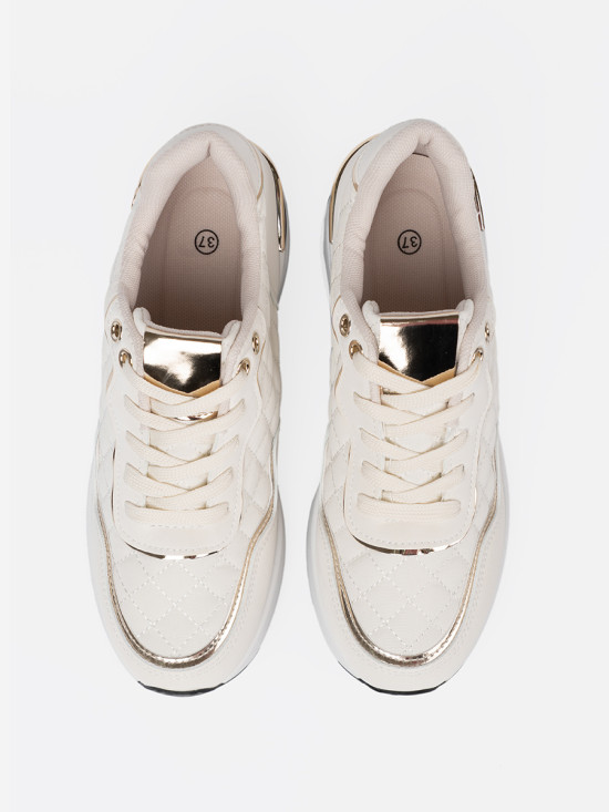 Béžové sneakersy s lesklými zlatými akcentmi