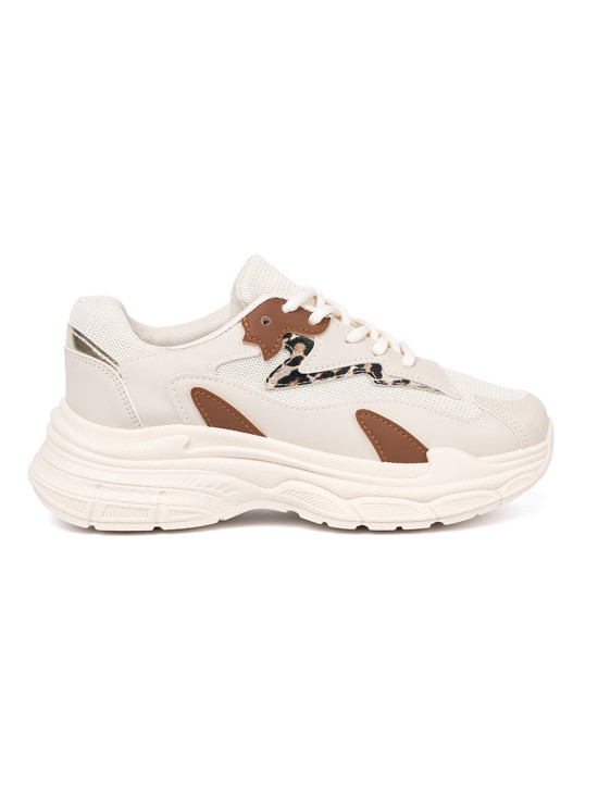 Bežové dámske sneakersy na hrubej podrážke