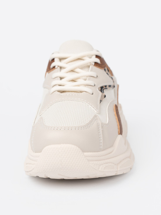 Bežové dámske sneakersy na hrubej podrážke