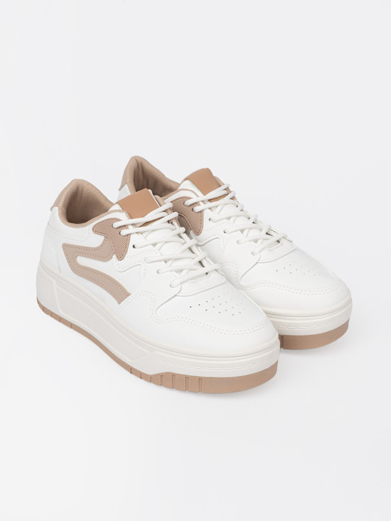 Bielo-bežové sneakersy na platforme