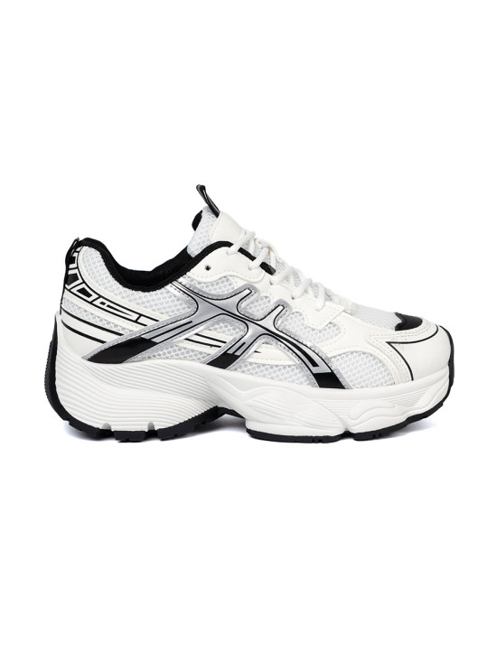 Bielo-čierne pohodlné sneakersy so sieťovinou