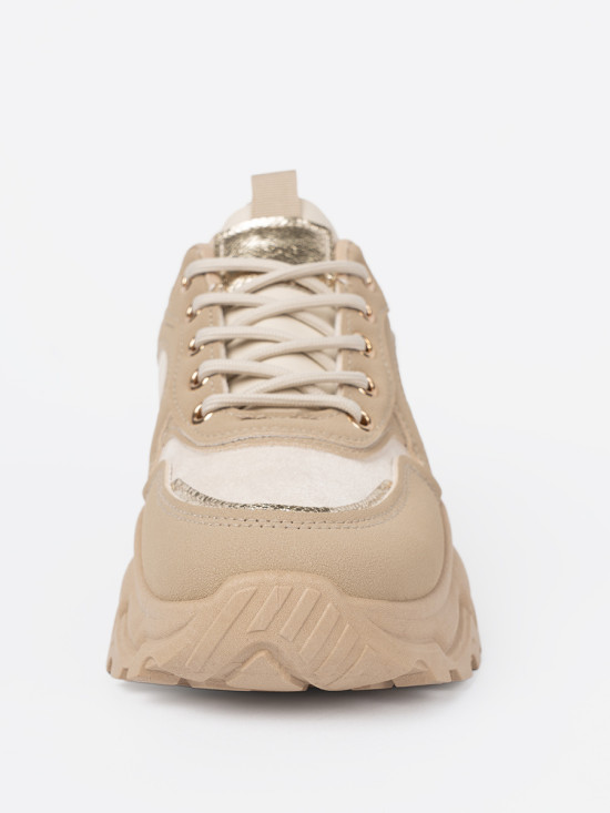 Béžové sneakersy s ozdobným zlatým srdcom