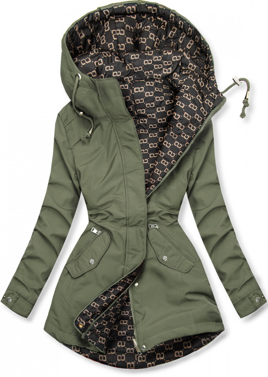 Obojstranná prechodná parka khaki/čierna