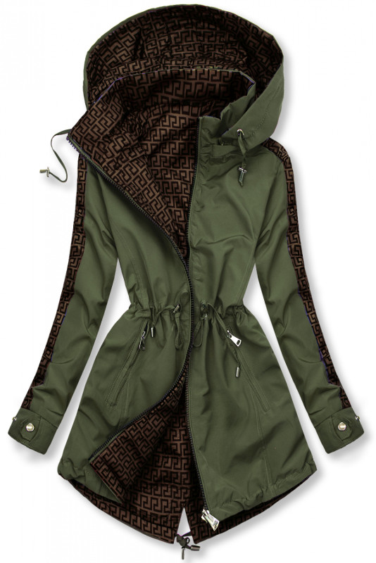 Obojstranná parka so vzorom khaki/hnedá