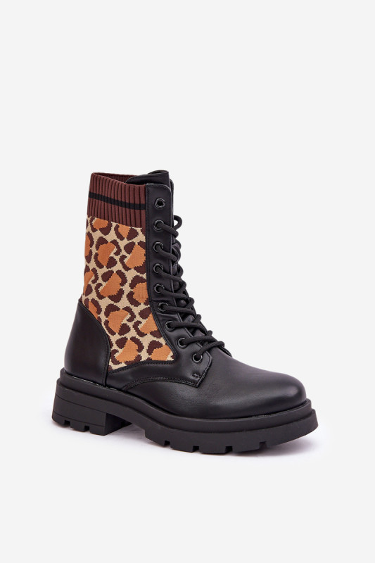 Členkové workery s leopardím vzorom, čierne
