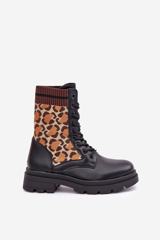 Členkové workery s leopardím vzorom, čierne