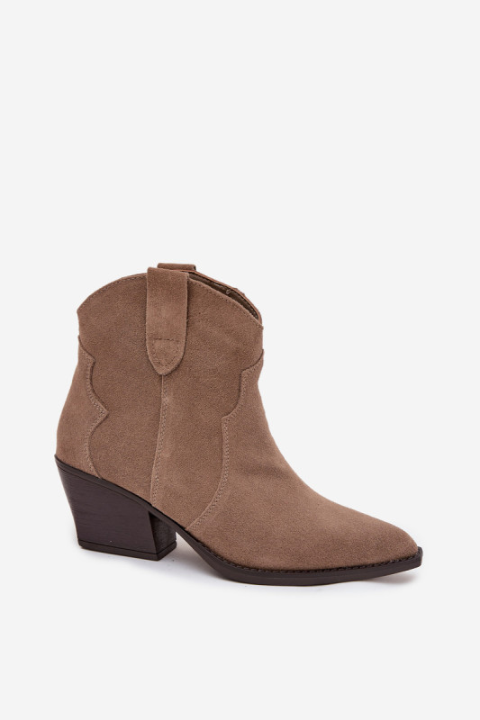 Béžové členkové čižmy na podpätku