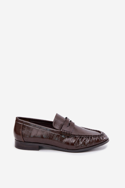 Mokasíny z eko kože s nariasením a zvieracím vzorom, hnedé