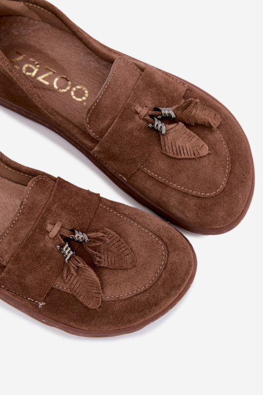 Barefoot mokasíny z prírodného semišu, hnedé