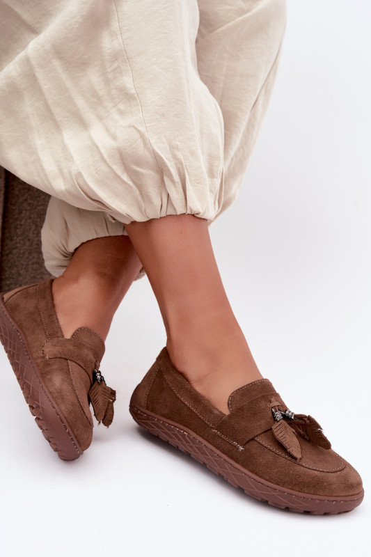 Barefoot mokasíny z prírodného semišu, hnedé