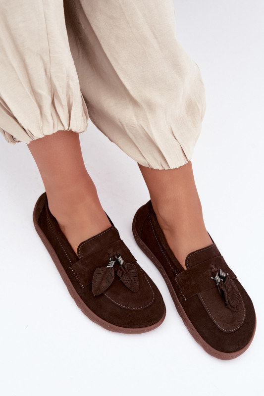 Barefoot mokasíny z prírodného semišu, tmavohnedé