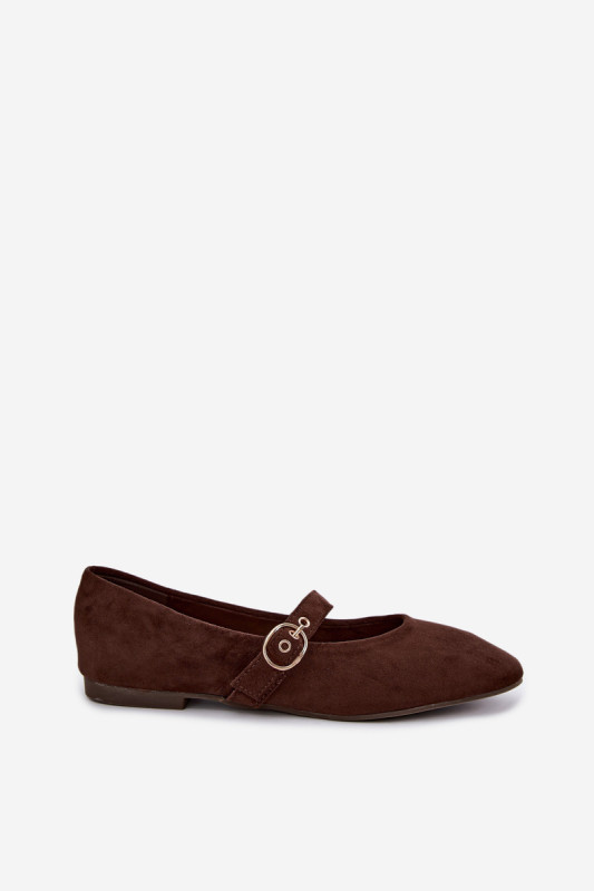 Hnedé semišové baleríny Mary Jane