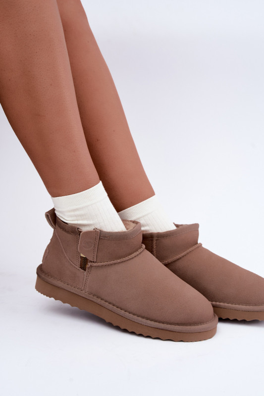 Semišové kožené snehule na zips béžové