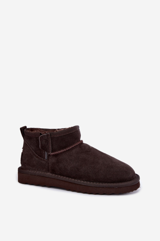 Semišové kožené snehule na zips hnedé