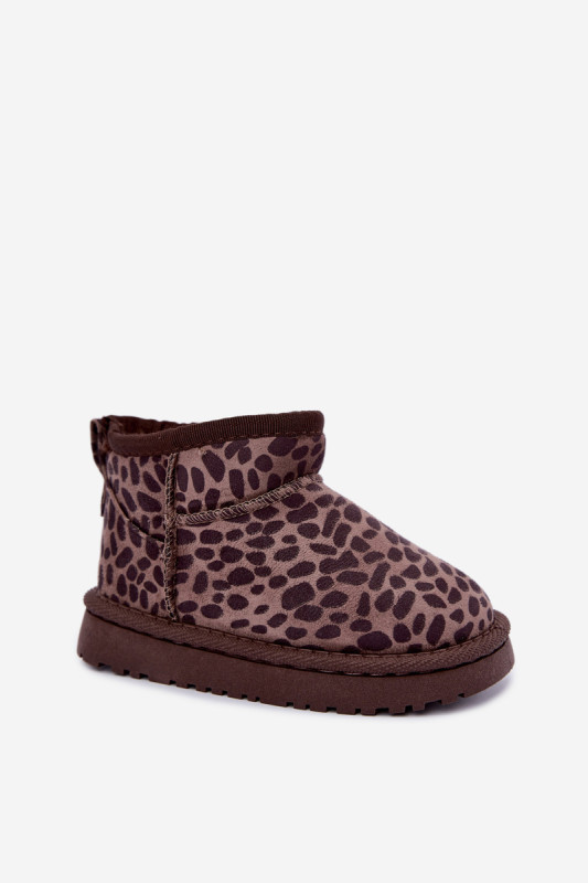 Snehule s leopardím vzorom, hnedé, z eko semišu