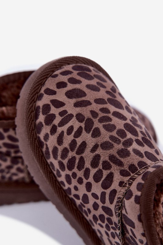 Snehule s leopardím vzorom, hnedé, z eko semišu