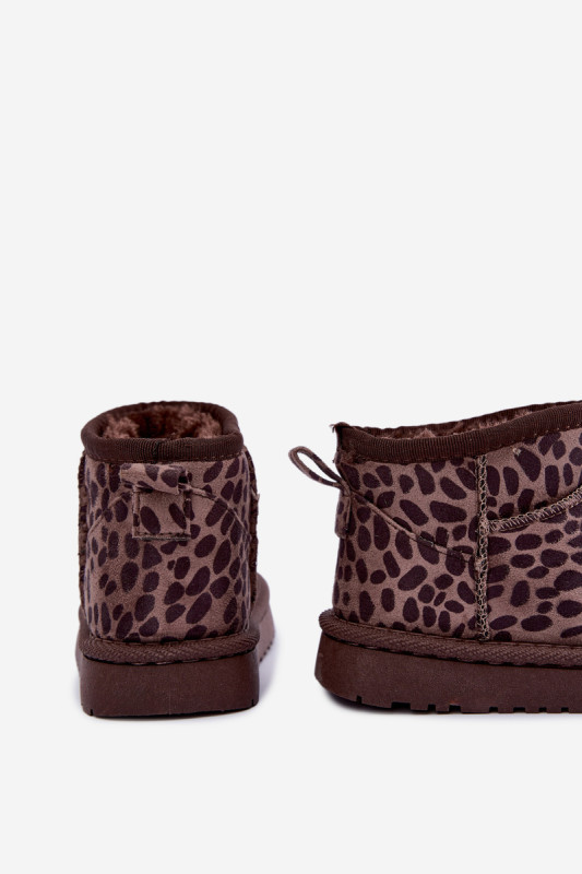 Snehule s leopardím vzorom, hnedé, z eko semišu