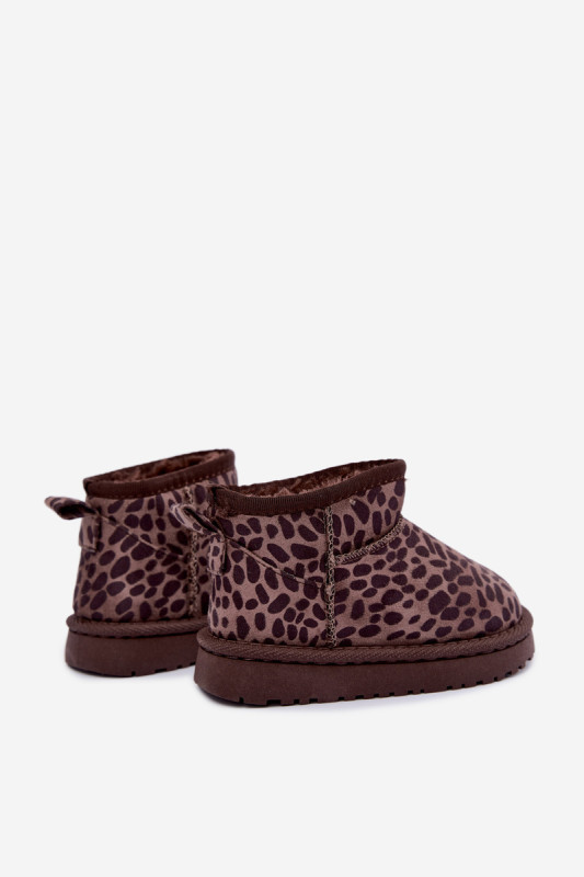 Snehule s leopardím vzorom, hnedé, z eko semišu