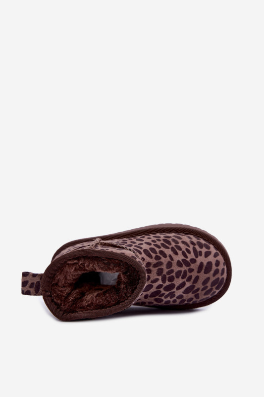 Snehule s leopardím vzorom, hnedé, z eko semišu