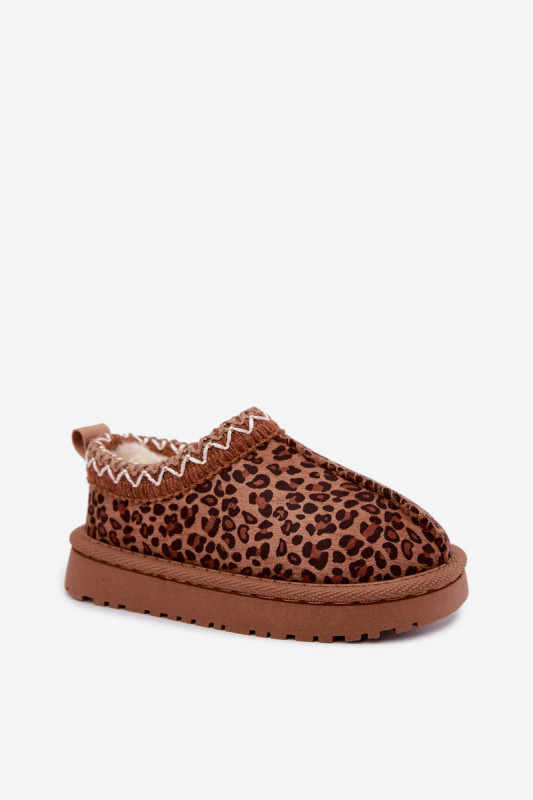 Hnedé snehule s leopardím vzorom a výšivkou