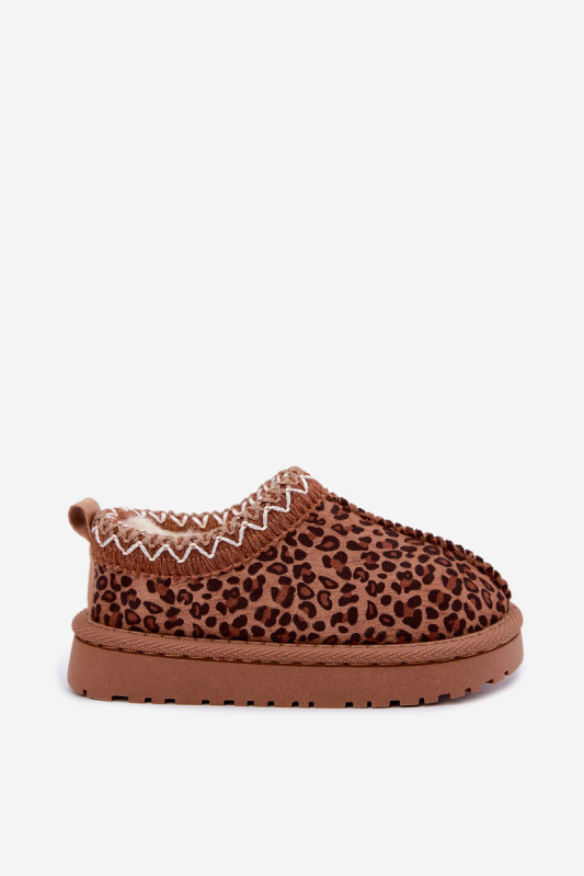Hnedé snehule s leopardím vzorom a výšivkou