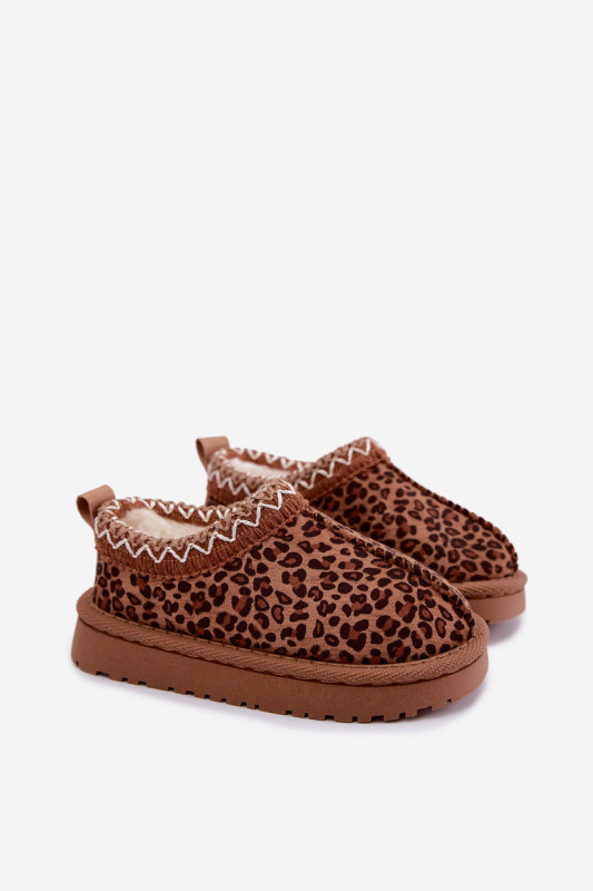 Hnedé snehule s leopardím vzorom a výšivkou