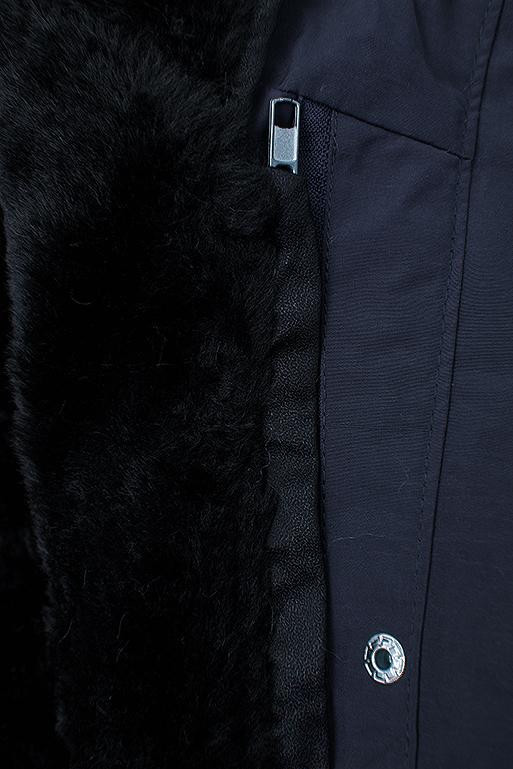 Tmavomodrá/modrá parka na zimu s odopínateľným futrom