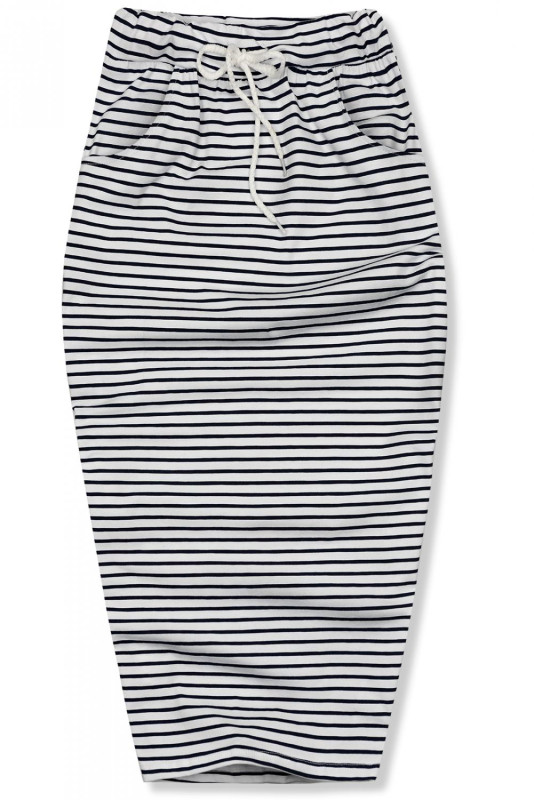 Modro-biela pruhovaná midi sukňa III.