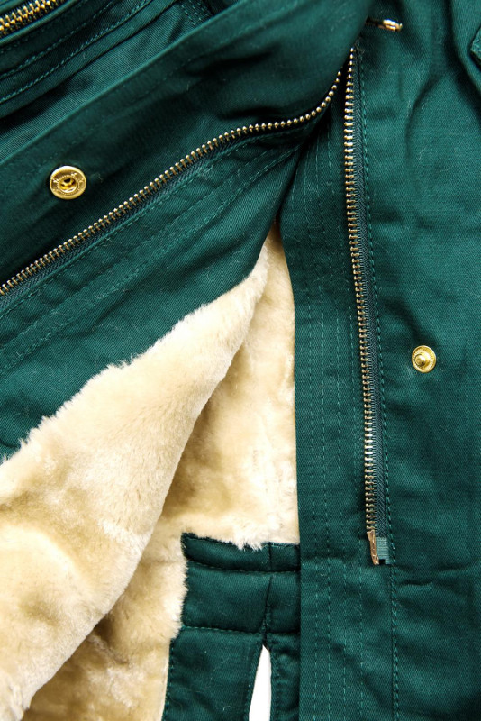 Zelená teplá jesenná parka