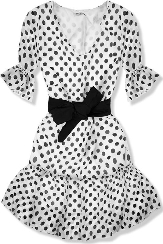 Biele bodkované šaty