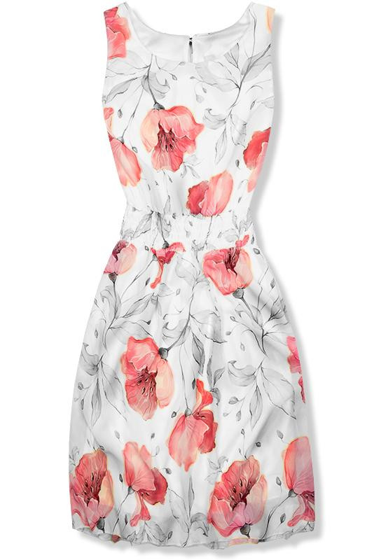 Biele elegantné šaty s kvetinovým vzorom