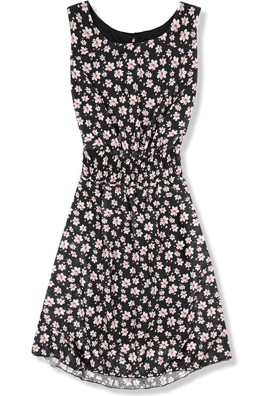 Ľahké letné šaty s kvetinovou potlačou čierne