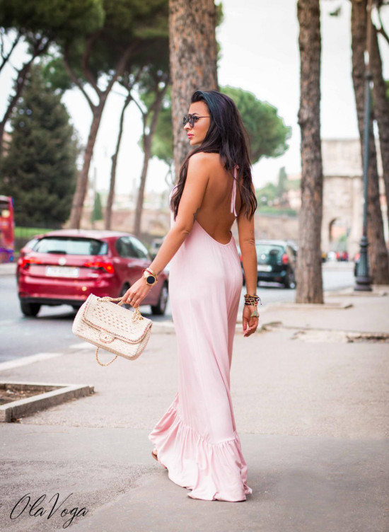 Svetloružové šaty MAXI BEACH/O'la Voga