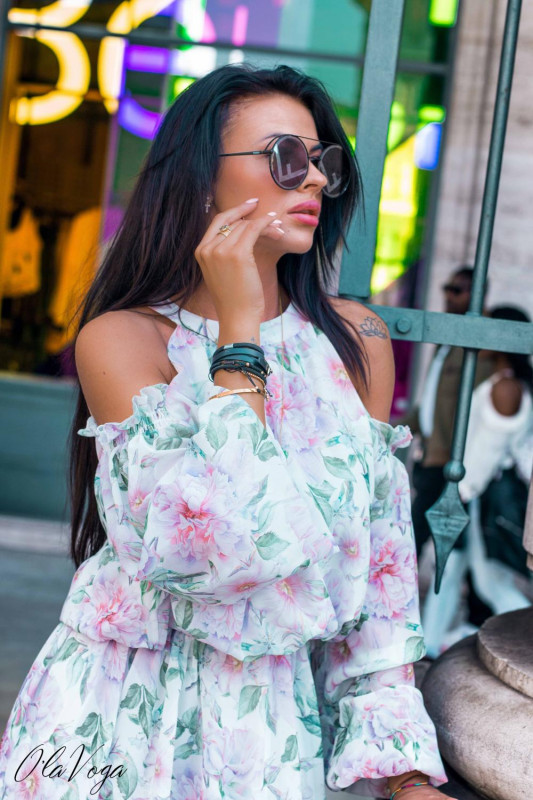 Ružovo-zelené kvetinové šaty Laura/O'la Voga