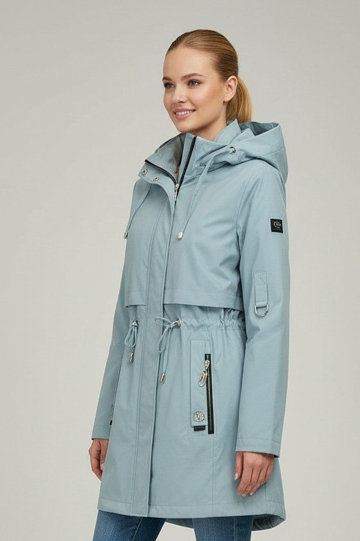 Baby blue jarná parka s odopínateľnou kapucňou