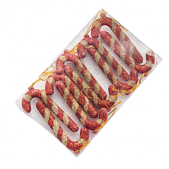 Vianočná ozdoba - červené lízanky, 10 kusov