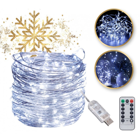 Vianočné svetlá - 200 LED, 20m, biela
