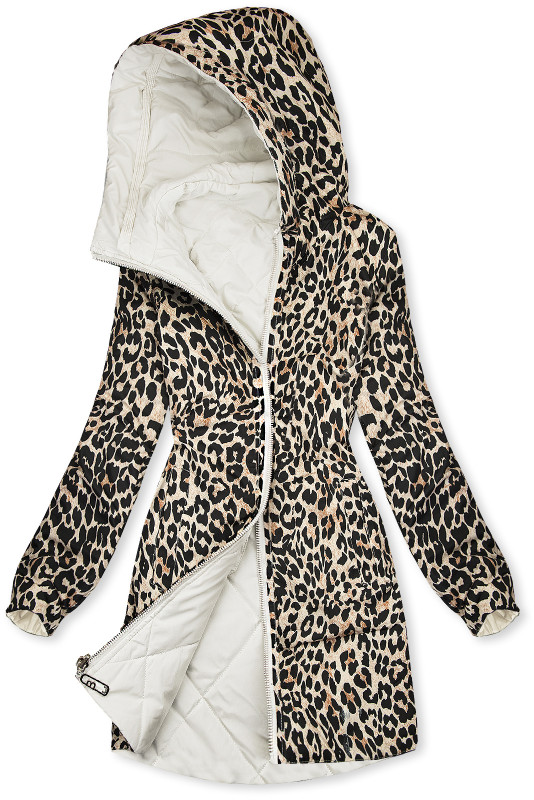 Obojstranná bunda biela/leopardí vzor