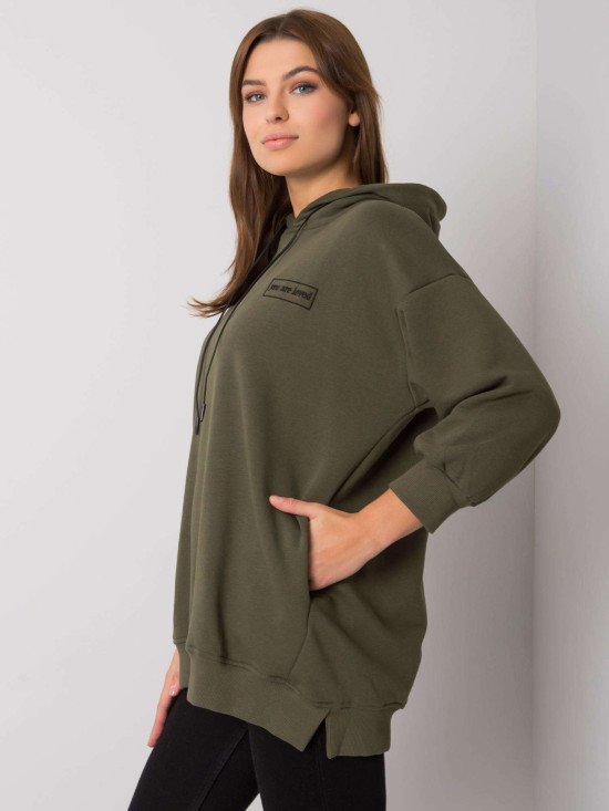 Khaki bavlnená mikina s vreckami