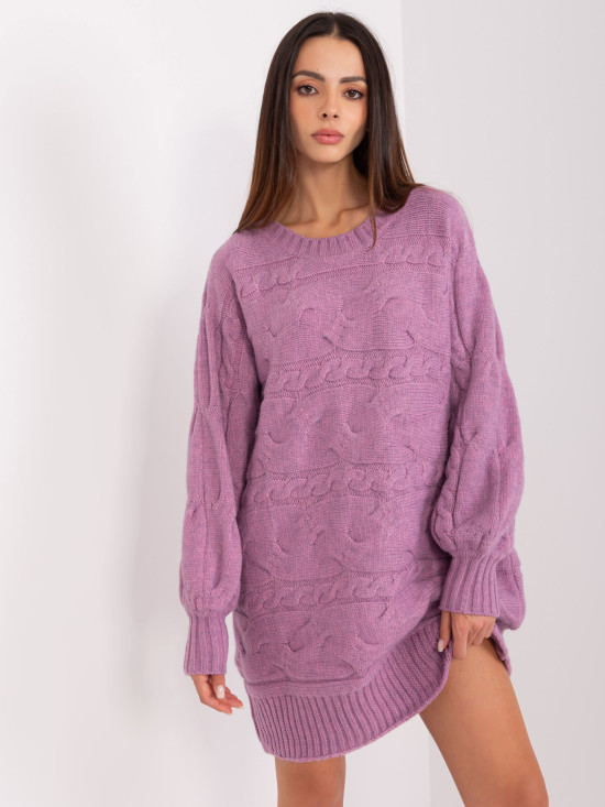 Fialové oversize pletené šaty/pulóver