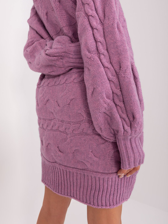 Fialové oversize pletené šaty/pulóver