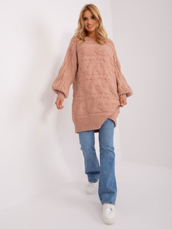 Staroružové oversize pletené šaty/pulóver