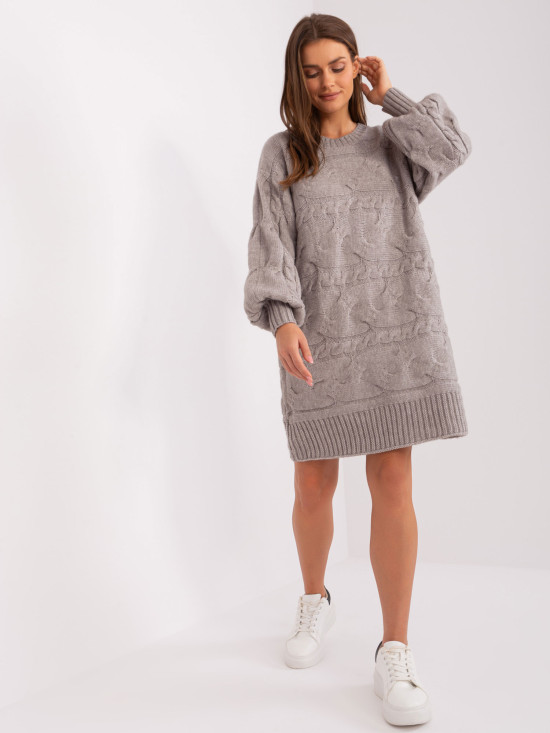 Šedé oversize pletené šaty/pulóver