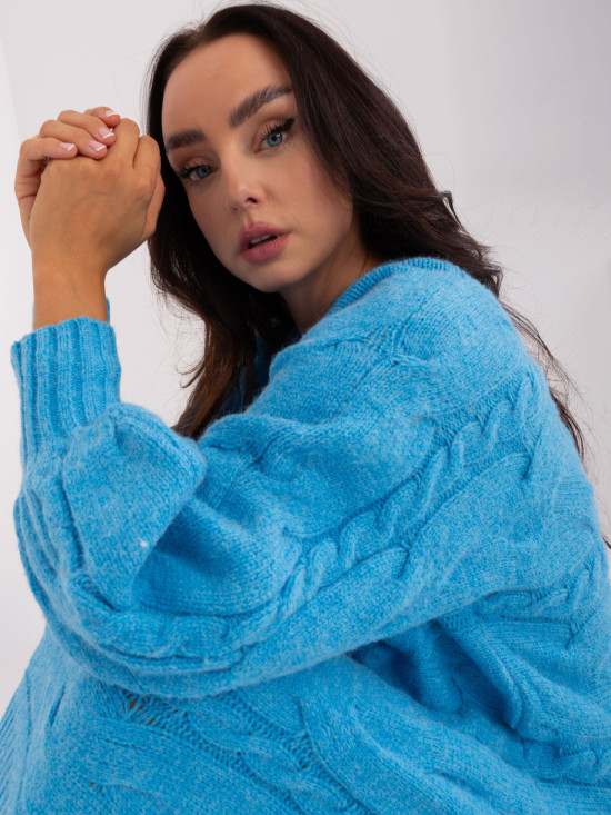Modré oversize pletené šaty/pulóver
