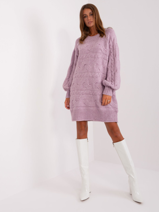 Svetlofialové oversize pletené šaty/pulóver