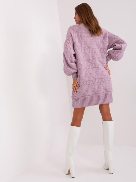 Svetlofialové oversize pletené šaty/pulóver