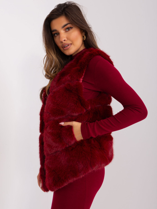 Bordová asymetrická dámska vesta